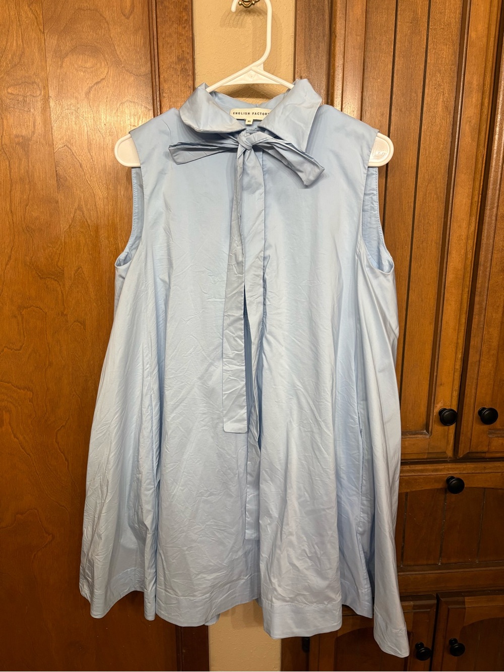 English Factory Light Blue Sleeveless Tie-Neck Mini Dress